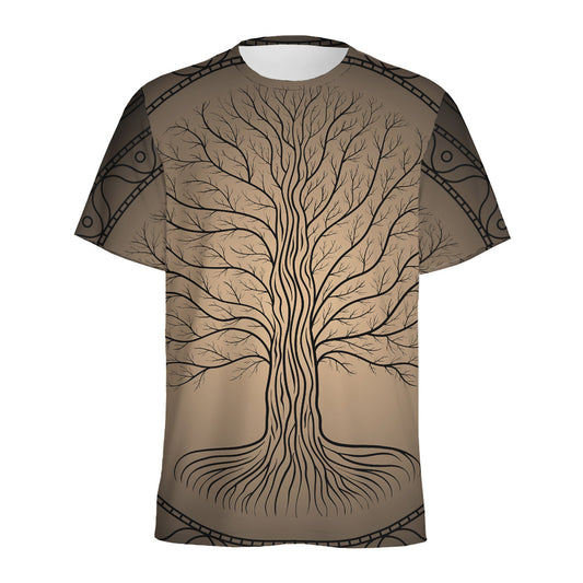Ancient Yggdrasil Tree Print Men's Sports T-Shirt