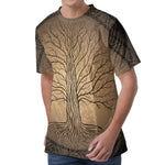 Ancient Yggdrasil Tree Print Men's Velvet T-Shirt