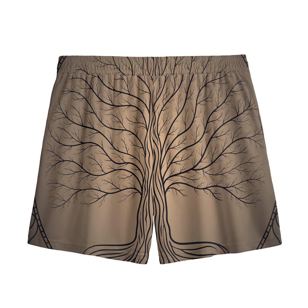 Ancient Yggdrasil Tree Print Mesh Shorts