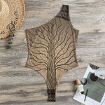 Ancient Yggdrasil Tree Print One Shoulder Bodysuit