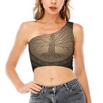 Ancient Yggdrasil Tree Print One Shoulder Crop Top