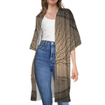 Ancient Yggdrasil Tree Print Open Front Beach Cover Up