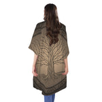 Ancient Yggdrasil Tree Print Open Front Beach Cover Up