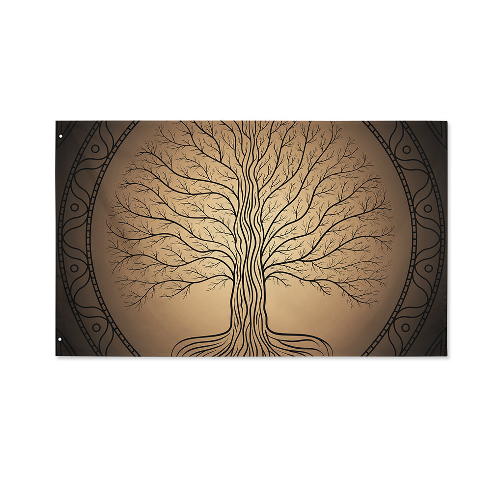 Ancient Yggdrasil Tree Print Polyester Flag