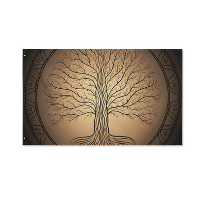Ancient Yggdrasil Tree Print Polyester Flag