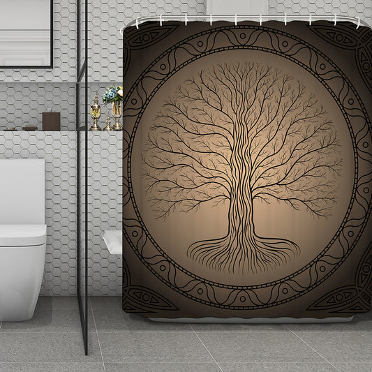 Ancient Yggdrasil Tree Print Polyester Shower Curtain