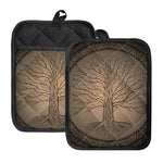 Ancient Yggdrasil Tree Print Pot Holders With Pocket