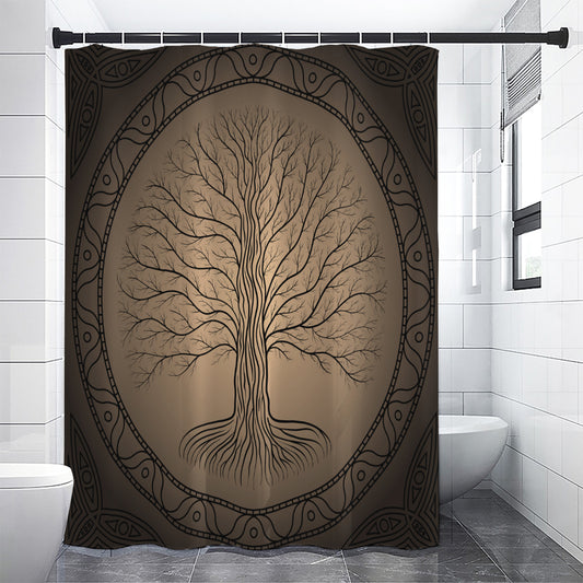 Ancient Yggdrasil Tree Print Premium Shower Curtain