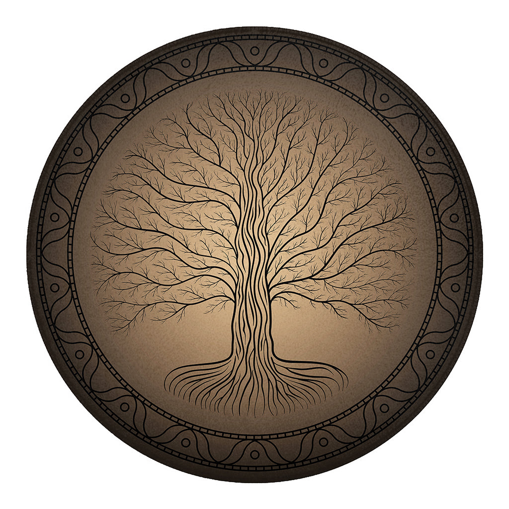 Ancient Yggdrasil Tree Print Round Blanket
