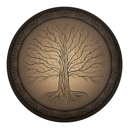 Ancient Yggdrasil Tree Print Round Blanket