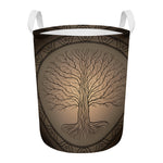 Ancient Yggdrasil Tree Print Round Laundry Basket