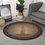 Ancient Yggdrasil Tree Print Round Rug