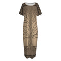Ancient Yggdrasil Tree Print Short Sleeve Long Nightdress