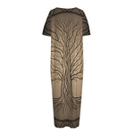 Ancient Yggdrasil Tree Print Short Sleeve Long Nightdress
