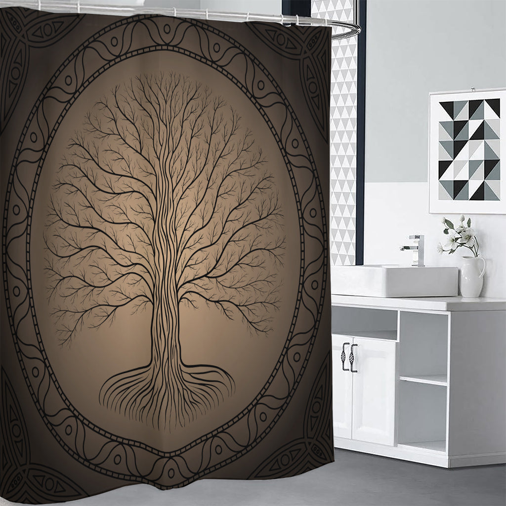 Ancient Yggdrasil Tree Print Shower Curtain