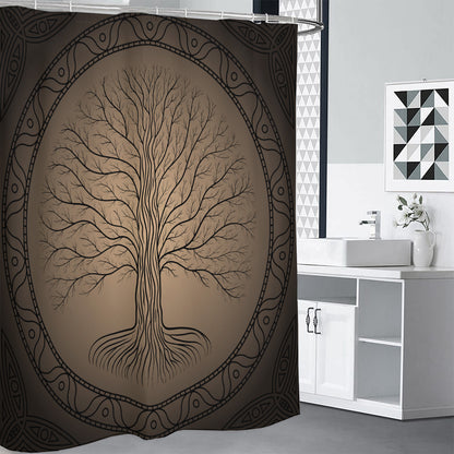 Ancient Yggdrasil Tree Print Shower Curtain