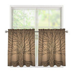 Ancient Yggdrasil Tree Print Tier Curtains