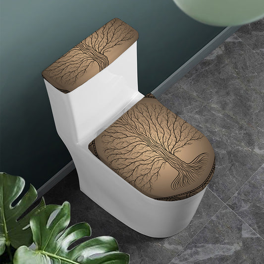 Ancient Yggdrasil Tree Print Toilet Lid And Tank Cover Set