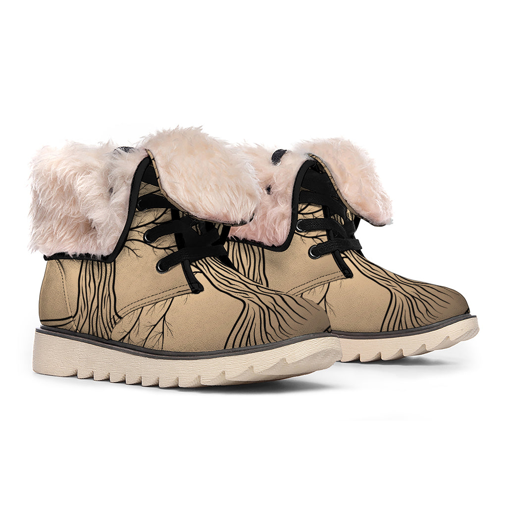 Ancient Yggdrasil Tree Print Winter Boots