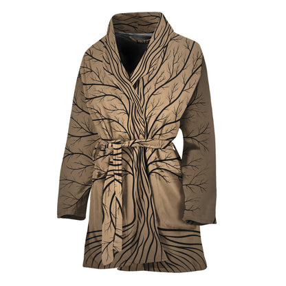 Ancient Yggdrasil Tree Print Women's Bathrobe