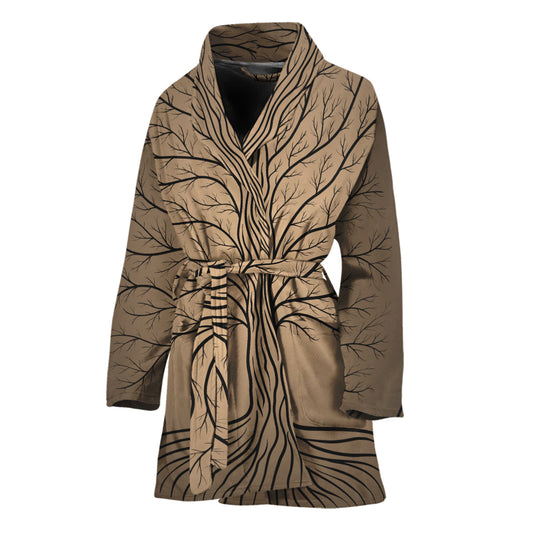 Ancient Yggdrasil Tree Print Women's Bathrobe