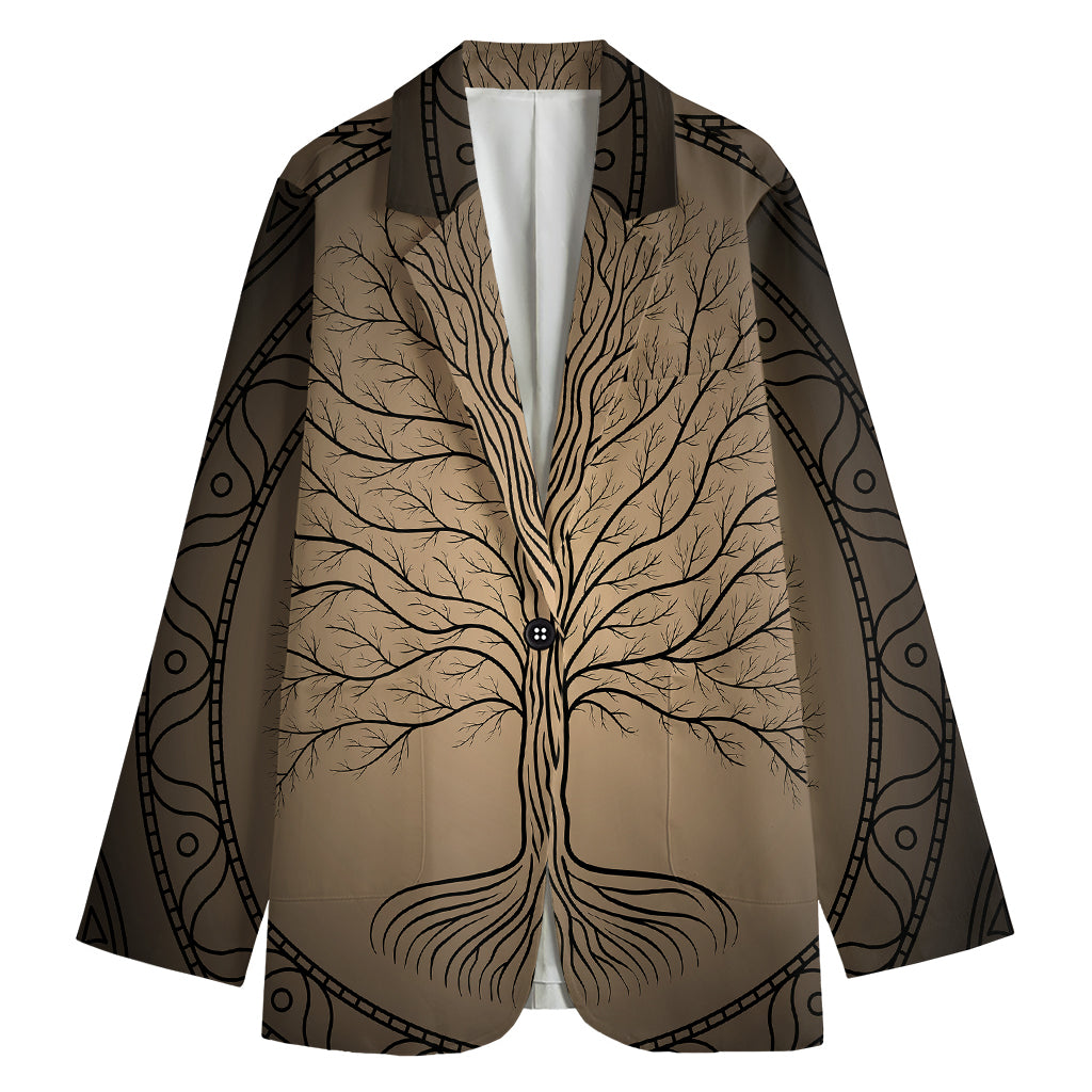 Ancient Yggdrasil Tree Print Women's Blazer