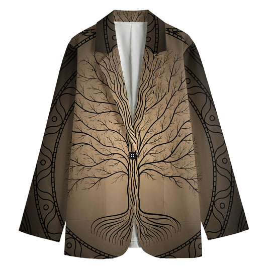Ancient Yggdrasil Tree Print Women's Blazer