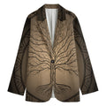 Ancient Yggdrasil Tree Print Women's Cotton Blazer