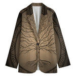 Ancient Yggdrasil Tree Print Women's Cotton Blazer
