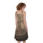 Ancient Yggdrasil Tree Print Women's Sleeveless Dress