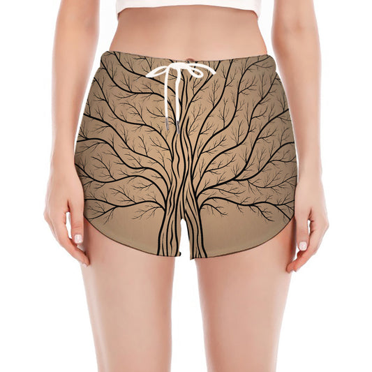 Ancient Yggdrasil Tree Print Women's Split Running Shorts