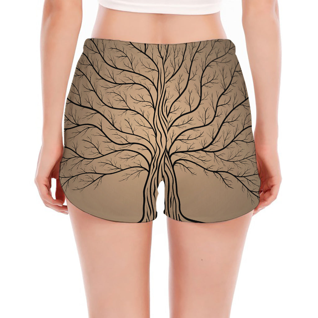 Ancient Yggdrasil Tree Print Women's Split Running Shorts