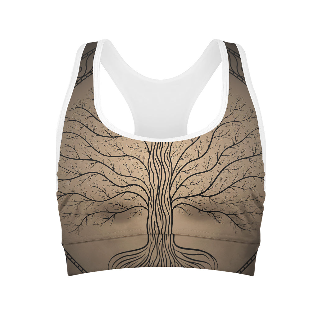 Ancient Yggdrasil Tree Print Women's Sports Bra