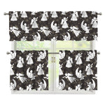Angel And Snowflake Pattern Print 3 Piece Kitchen Curtains