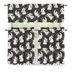 Angel And Snowflake Pattern Print 3 Piece Kitchen Curtains