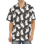 Angel And Snowflake Pattern Print Aloha Shirt