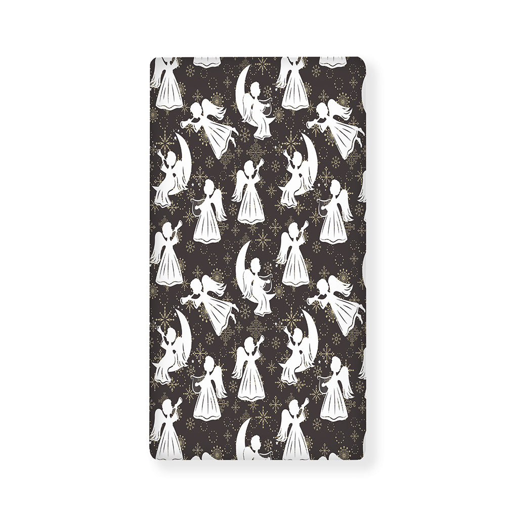 Angel And Snowflake Pattern Print Baby Crib Sheet