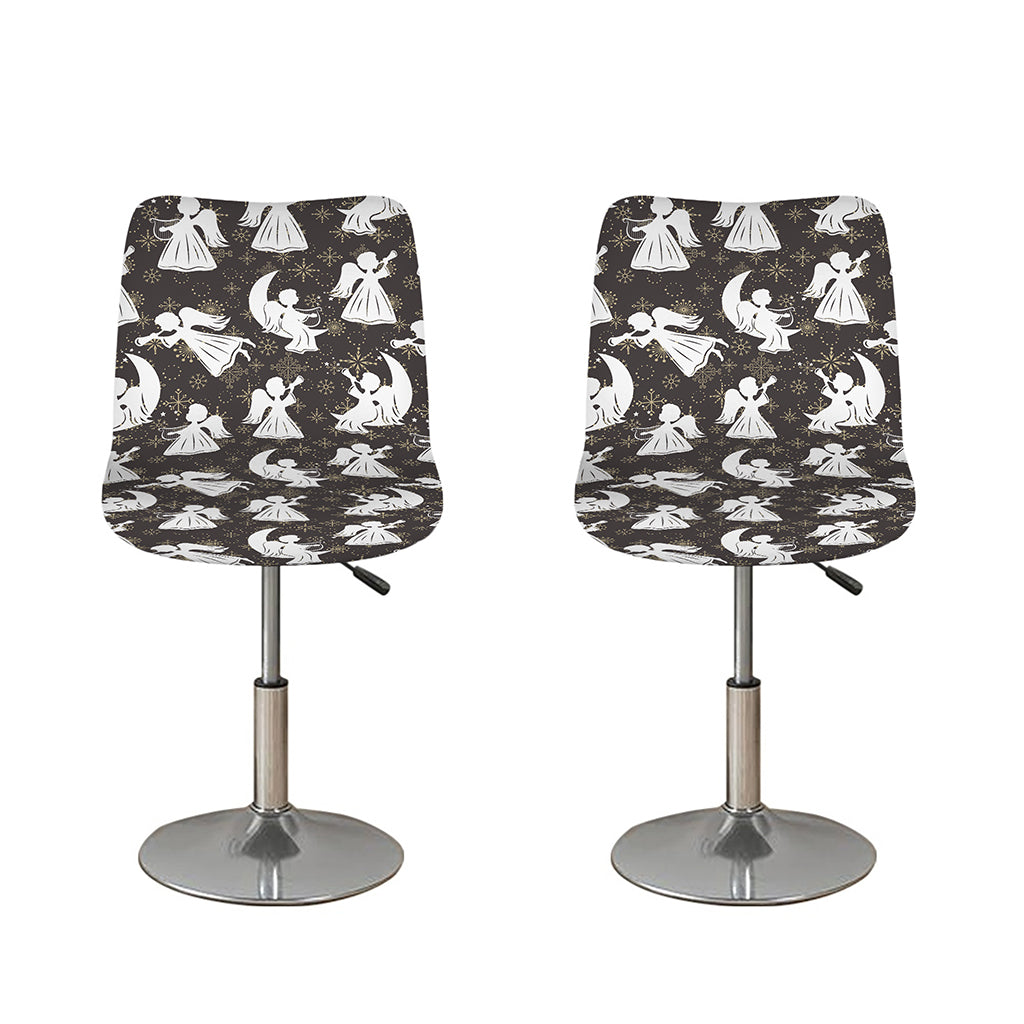 Angel And Snowflake Pattern Print Bar Stool Covers