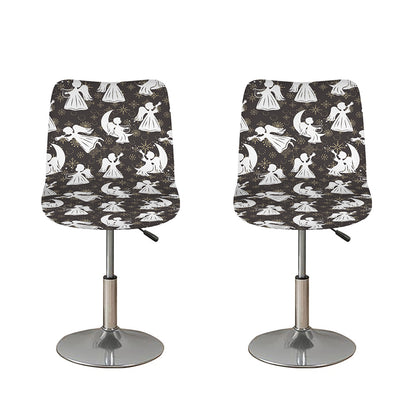 Angel And Snowflake Pattern Print Bar Stool Covers