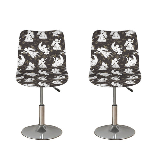 Angel And Snowflake Pattern Print Bar Stool Covers