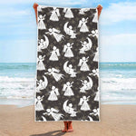 Angel And Snowflake Pattern Print Beach Towel
