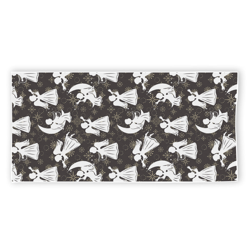 Angel And Snowflake Pattern Print Beach Towel