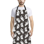 Angel And Snowflake Pattern Print Bib Apron With Pocket