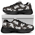 Angel And Snowflake Pattern Print Black Chunky Shoes