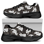 Angel And Snowflake Pattern Print Black Chunky Shoes