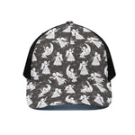 Angel And Snowflake Pattern Print Black Mesh Trucker Cap