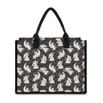 Angel And Snowflake Pattern Print Canvas Tote Bag