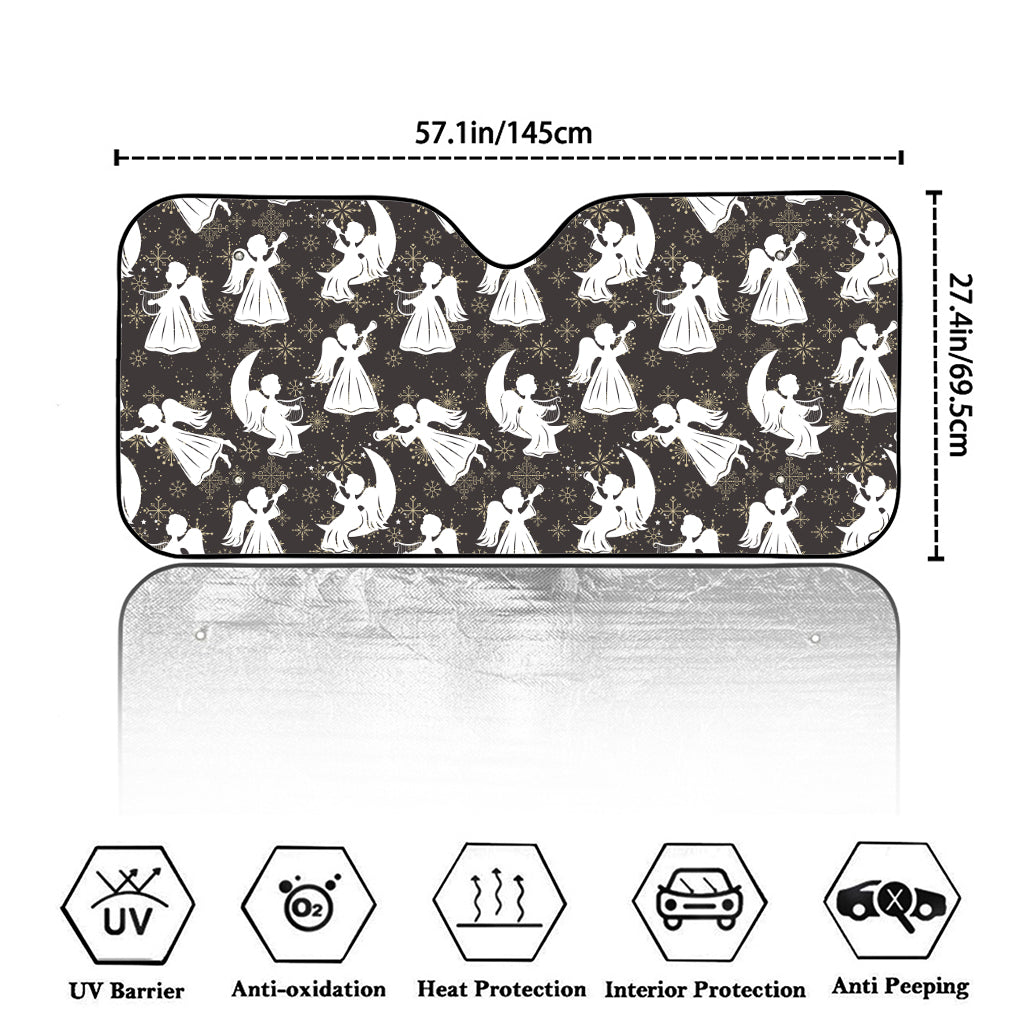 Angel And Snowflake Pattern Print Car Windshield Sun Shade