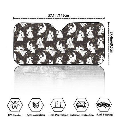 Angel And Snowflake Pattern Print Car Windshield Sun Shade