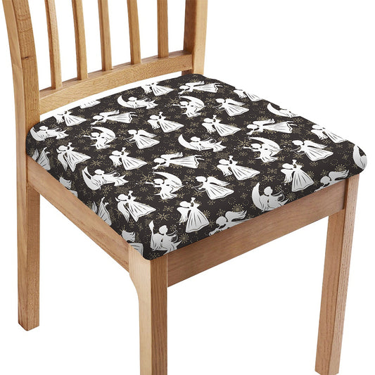 Angel And Snowflake Pattern Print Chair Cushion Cover